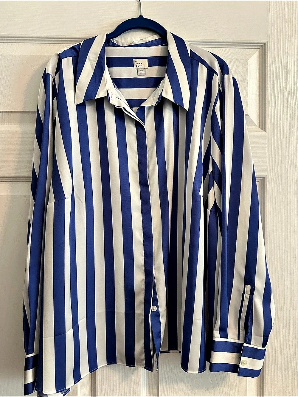 A New Day Striped Button Down in Blue & White
